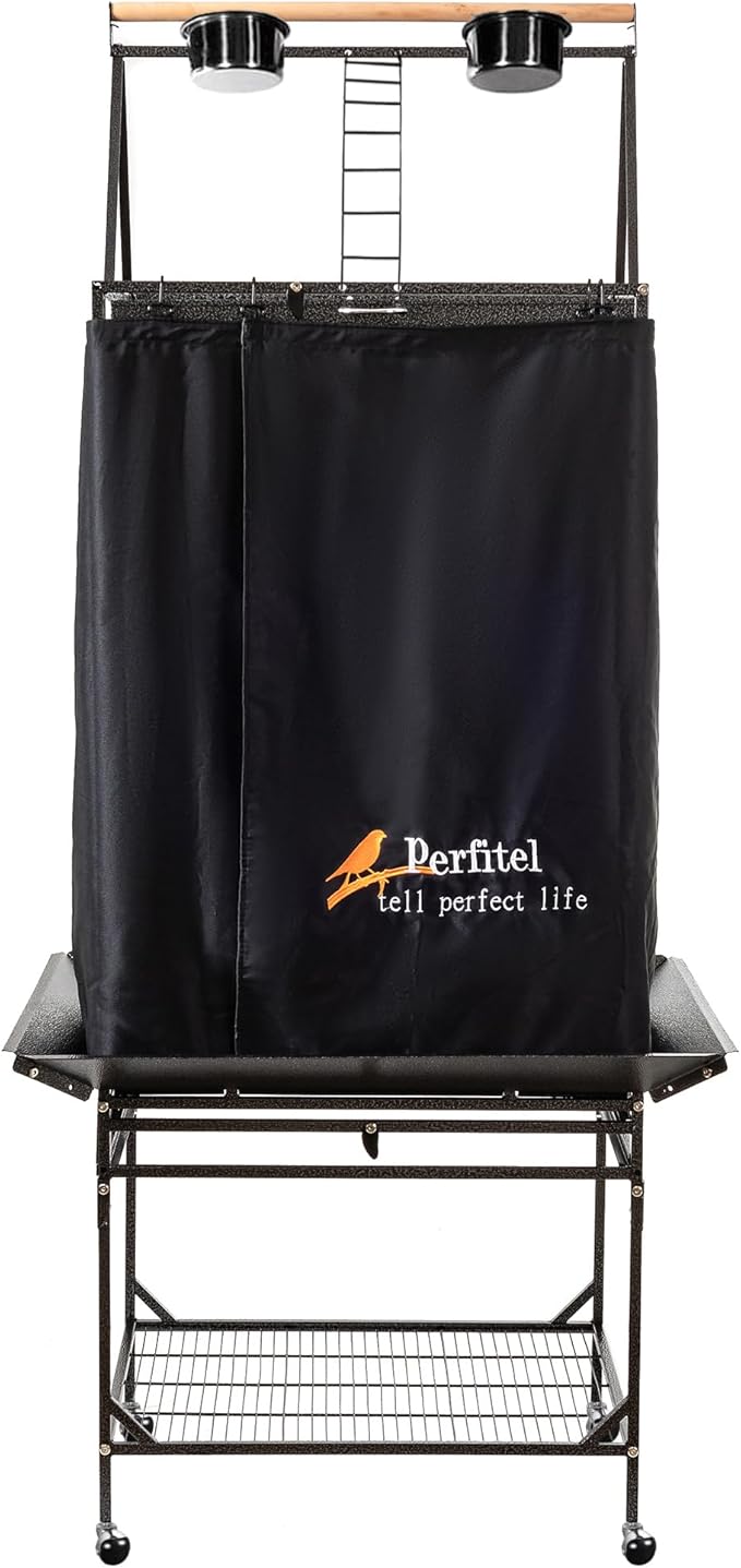 Bird Cage Cover(Black) Good Night Birdcage Cover Black-Out Birdcage Cover Durable Breathable Washable Material… (68 inch)
