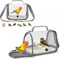 Portable Small Bird Travel Cage Carrier, A Convenient Go Out Solution for Various Birds and Lizard, Featuring a Standing Perch and Comfortable Mat (with Tray).