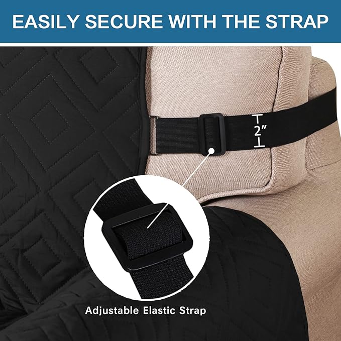 H.VERSAILTEX Reversible Sofa Slipcover Furniture Protector Water Resistant 2 Inch Wide Elastic Straps Sofa Cover Couch Covers Pets Kids Fit Sitting Width Up to 66" (Sofa: 75" x 110", Black/Grey)