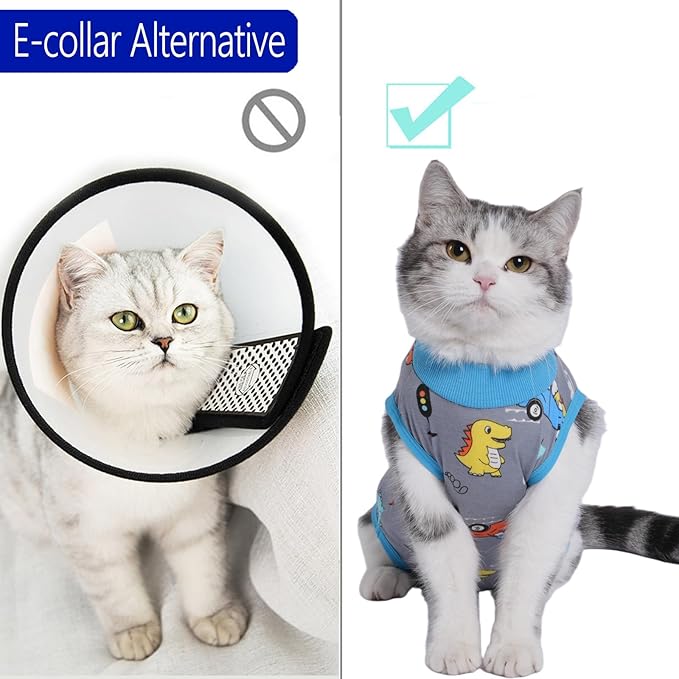 Cat Recovery Suit Cat Onesie for Cats After Surgery Female Male Spay Kitten Neuter Surgical Bodysuit Post Surgery Cone of Shame Alternative Anti Licking (Gray, Large)