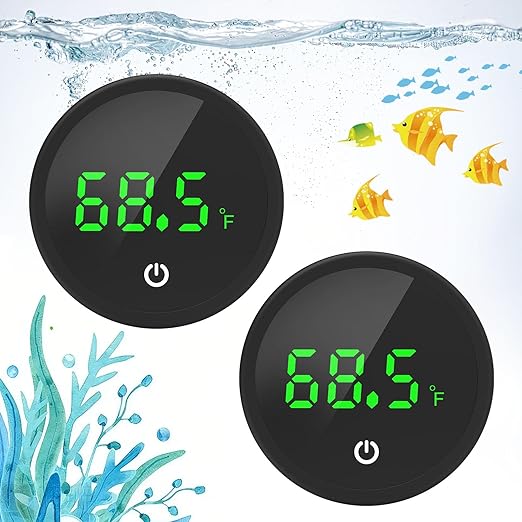 QZQ Fish Tank Thermometer Aquarium Thermometer Wireless Touch Stick Digital Aquarium Thermometer LED Display ±1°F for Monitoring The Fish Tank Aquarium Temperature Accessories (2 Pack Black)