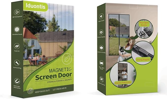 Magnetic Screen Door - Fits Door Opening 36 x 82 in, Actual Screen Size 38"x83", Hands Free Mesh Partition,Heavy Duty Curtain Keeps Bugs Out, Frame Hook & Loop, Pet and Kid Friendly