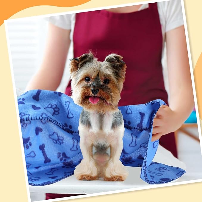 Preboun 50 Pack Puppy Blanket Bulk 24 x 28 Inch Small Soft Fleece Pets Paw Print Blanket Sleep Mat Pad Bed Cover for Kitten Dogs Cats and Other Small Animals, 25 Styles