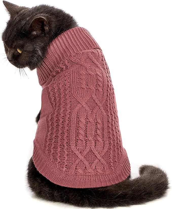 Stretchy Cat Sweater - 17 Colors & 6 Sizes | Snug Winter-Ready Knit for Boy/Girl Cats & Kittens (Maple Leaf Red, X-Small)