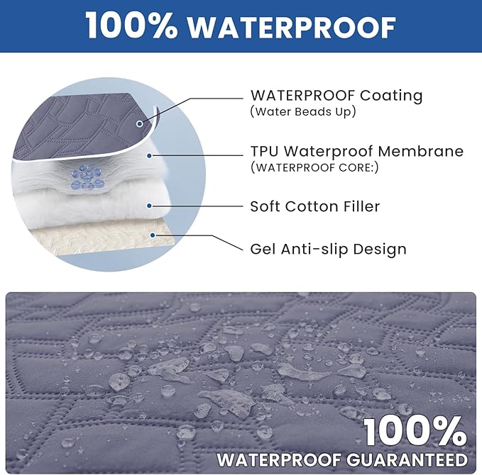 Waterproof Dog Bed Cover Pet Blanket, Soft Couch Cover for Dogs Washable, Non-Slip Dog Blanket Protect Furniture Couch Sofa Car for Puppy Large Dogs Cat (82x102 Inch, Grey Blue)