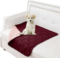 Waterproof Dog Blanket, 30x30 inches Small Pet Couch Covers for Sofa, Chair Bed Furniture Protector from Dogs Washable and Reversible-Burgundy Red+Pink