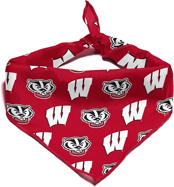 Wisconsin Badgers Officially Licensed Bandana for Dogs and Cats | Fits Pets Great Gift Idea | Easy-to-Tie (Large, 28")