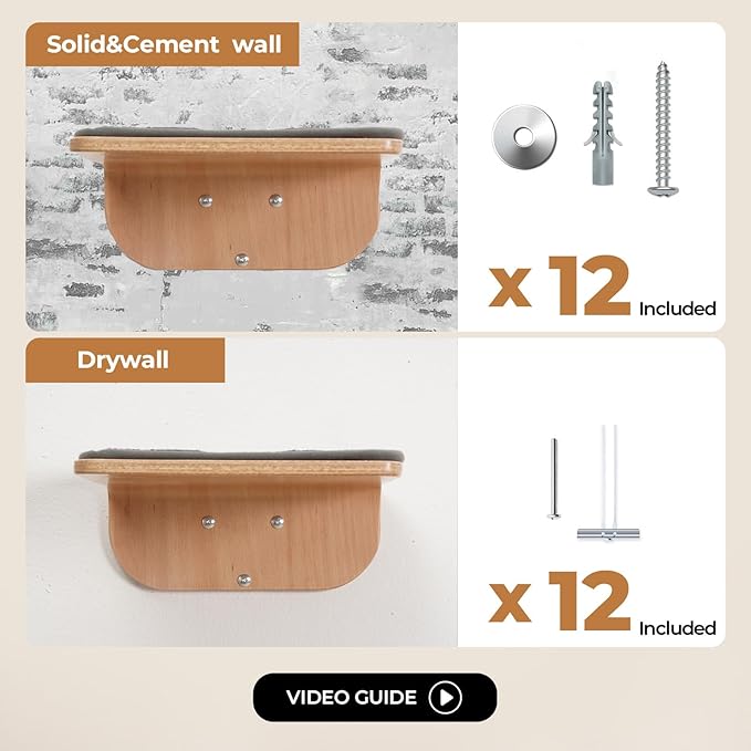 Cat Wall Shelves for Cat Wall Steps, Perch, Ladder, Wooden Floating Modern Mounted Space Saving Furniture with Scratching Cushion Removal Cover for Climbing, Jumping and Sleeping(Steps of 4)