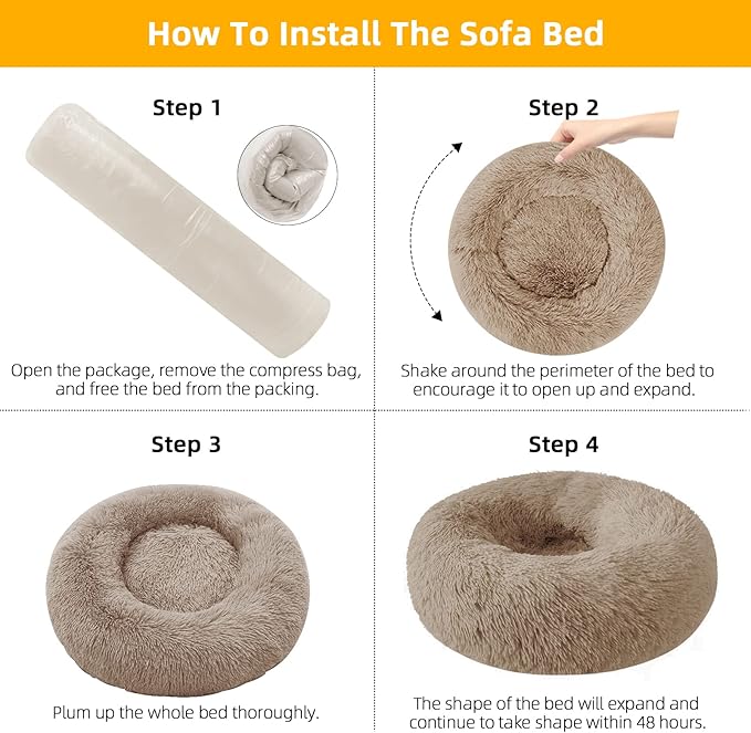 Dog Bed for Small Medium Large Dogs, 27 inch Calming Dogs Bed, Washable-Round Cozy Soft Pet Bed for Puppy and Kitten with Slip-Resistant Bottom