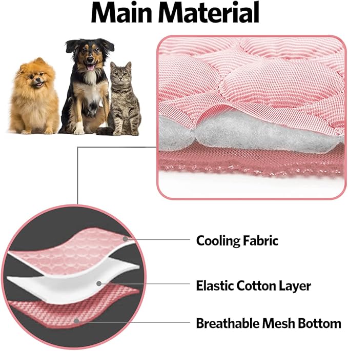 Dog Cooling Mat Pet Cooling Pads Dogs & Cats Pet Cooling Blanket for Outdoor Car Seats Beds (Pink, 28IN * 40IN)