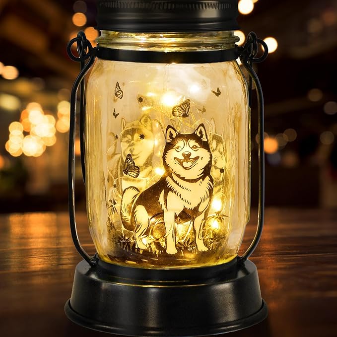 Shiba Inu Gifts for Women/Men Shiba Inu Solar Lanterns Mom Birthday Shibe Dog Lovers Lantern Pet loss Animal Doge Memorial Lights Solar Garden Decoration for Yard, Patio,Backyard,Porch Torches