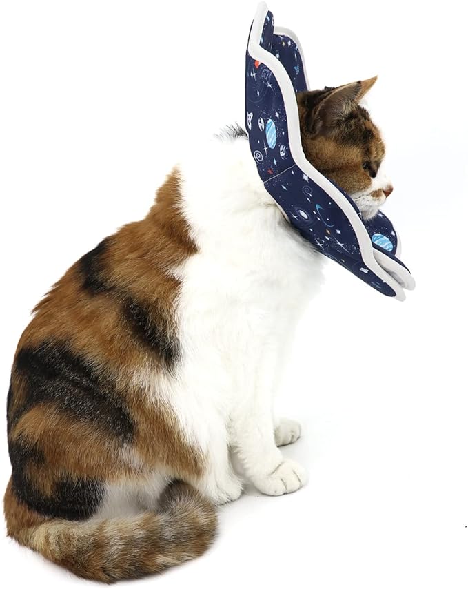 Soft Cat Cone, Adjustable Recovery Collar After Surgery to Prevent Licking Wound, Protective Cat Neck Cone, Comfortable Pet Elizabethan Collar for Cats Kittens and Puppies (M)