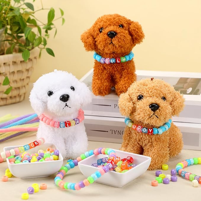 1050 Pcs Adopt a Puppy Pet Party Favors Puppy Adoption Party Supplies Make Your Own Dog Collar Necklace Kit with Beads for Pet Birthday DIY Craft(Without Dog) (Pastel Color)
