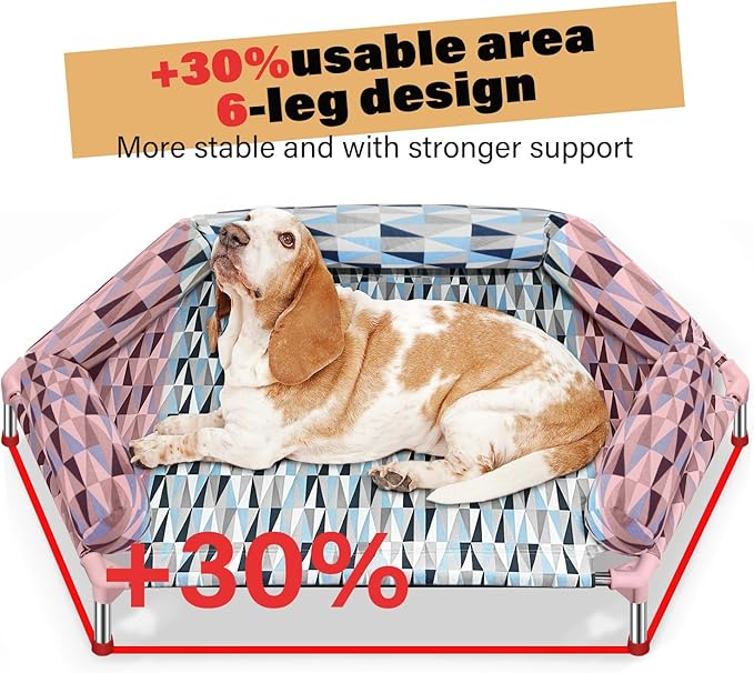 Orthopedic Dog Bed - Beds Bolster,Cooling Elevated Dog Beds with Metal Frame,Raised Dogs Bed,Easy to Assemble,Up to 130 lbs,X-Large (51" L x 32.3" W x 7.8" Th)