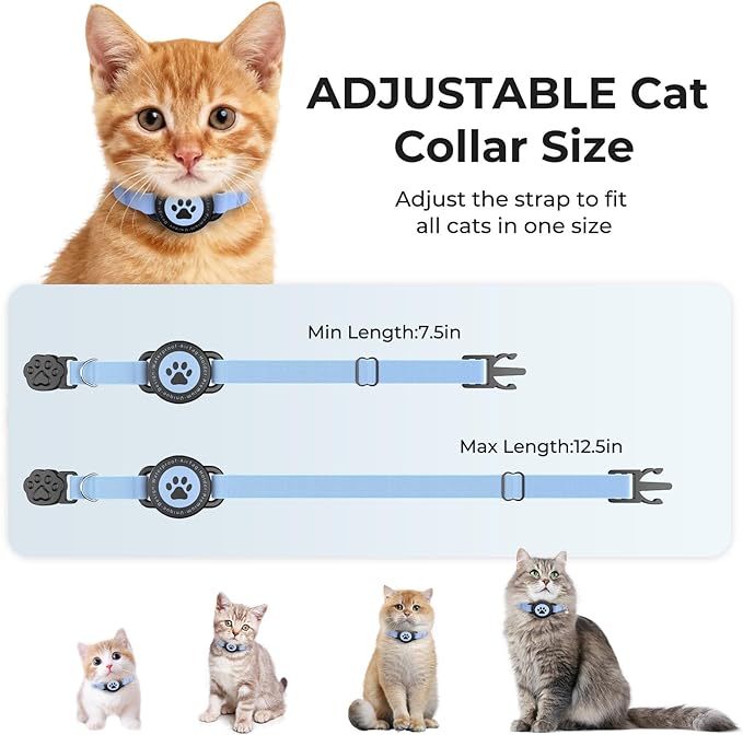 GPS Cat Tracker Collar(iOS & Android), Bluetooth Mini GPS Dog Tracker, Smart Pet Activity Tracker, No Monthly Fee, Work with Apple Find My & Google Find Hub, Finder Tag for Pets,Items M5 1P Blue