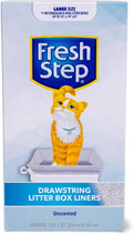 Fresh Step Drawstring Cat Litter Box Liners, Unscented Heavy Duty Kitty Litter Bags for Large Oval or Rectangle Pans, Helps Contain Odor and Mess, Easy Lift Out Cleanup, 30 x 17 in, 15 Count