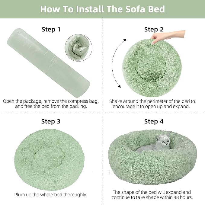 Nisrada Cat Beds for Indoor Cats,24 Inch Dog Bed for Small Melium Large Dogs, Washable-Round Pet Bed for Puppy and Kitten with Slip-Resistant Bottom