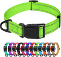 TagME Small Dog Collars, Adjustable Reflective Nylon Pet Collar with Quick Release Buckle for Small Dogs, Green, 5/8" Width