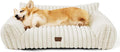 Bedsure ComfyFleece™ Cute Dog Couch for Medium Dogs - As Seen on TV on Good Day New York, Dog Couch Bed with Removable, Washable Cover, Supportive Pet Sofa, for Medium Large Dogs, 36inch, Cream