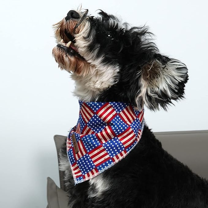 lionet paws Patriotic 4th of July Dog Bandana American Flag for Small Medium Large Dogs, Cat Dog Kerchief Triangle Bibs Scarf for Male Female