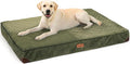 FUKUMARU Dog Bed, Thickened Corduroy Orthopedic Dog Beds with Washable Cover, XL Waterproof Dogs Bed for Crate, 28D Egg Crate Foam Support Pet Mat, Cozy Pet Bed Pad with Anti-Slip Bottom, Green