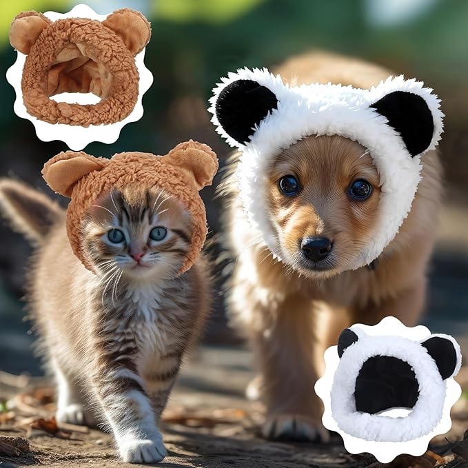 Weewooday 5 Pieces Cat Costume Bunny Hat Outfit with Ears Funny Cat Hat and Small Dogs Kitten Puppy Party Easter Costume Accessory Headwear(Lovely Style)