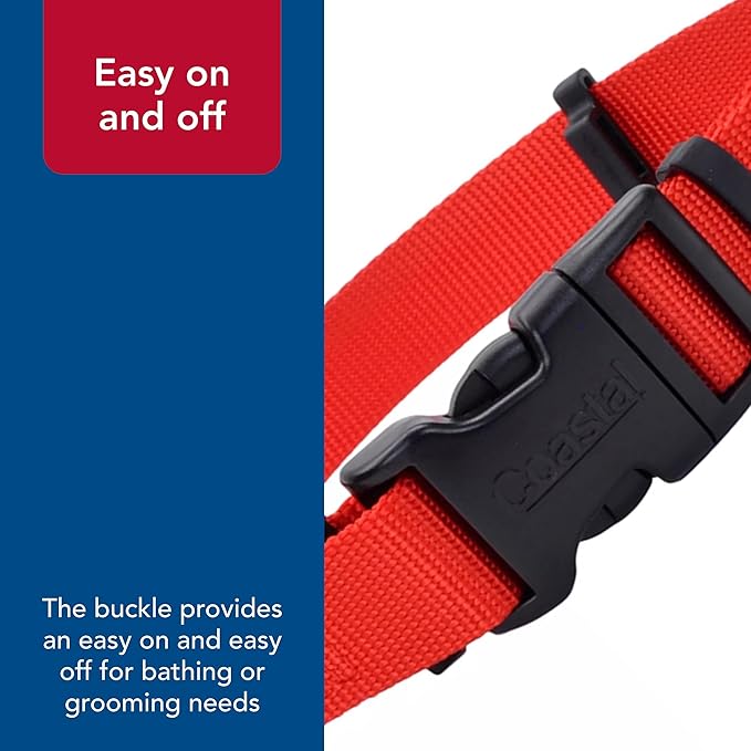 Coastal Pet SecureAway Collar Protector for Flea Collars - Adjustable pet Accessory - Protective Flea Collar for Dogs & Puppy - Red, 1" x 18-26"