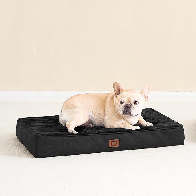 EHEYCIGA Waterproof Dog Bed Orthopedic 30"x20", Memory Foam Pet Bed for Medium Dogs, Washable Pet Mat with Removable Cover, Black