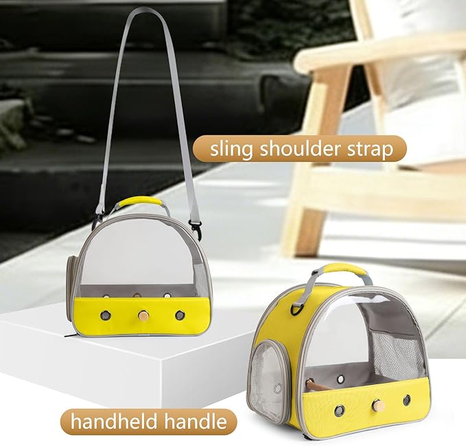 Bird Travel Carrier, Portable Small Bird Parrot Parakeet Carrier with Standing Perch and Soft Mat, Side Access Window Collapsible