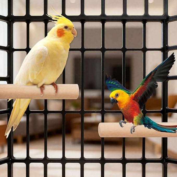Bird Perch Wooden Parrot Perchs Stand, 4PCS Parrot Perches Toys Wood Perches with Different Widths Bird Cage Toys Cage Accessories for Macaws, Small Parakeets, Conures, Budgies, Finches