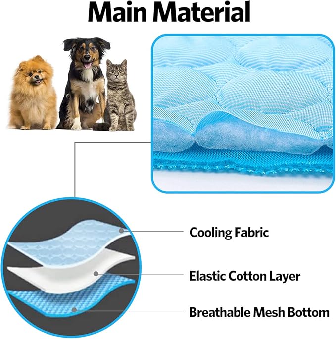 Dog Cooling Mat Pet Cooling Pads Dogs & Cats Pet Cooling Blanket for Outdoor Car Seats Beds (Blue, 28IN * 40IN)