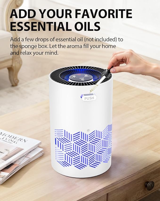 FreAire Air Purifiers for Bedroom, Air Purifiers for Home with Lights, HEPA Air Purifier Removes Dust Smoke Pollen Dander Smell, for Home/Pets/Bedroom