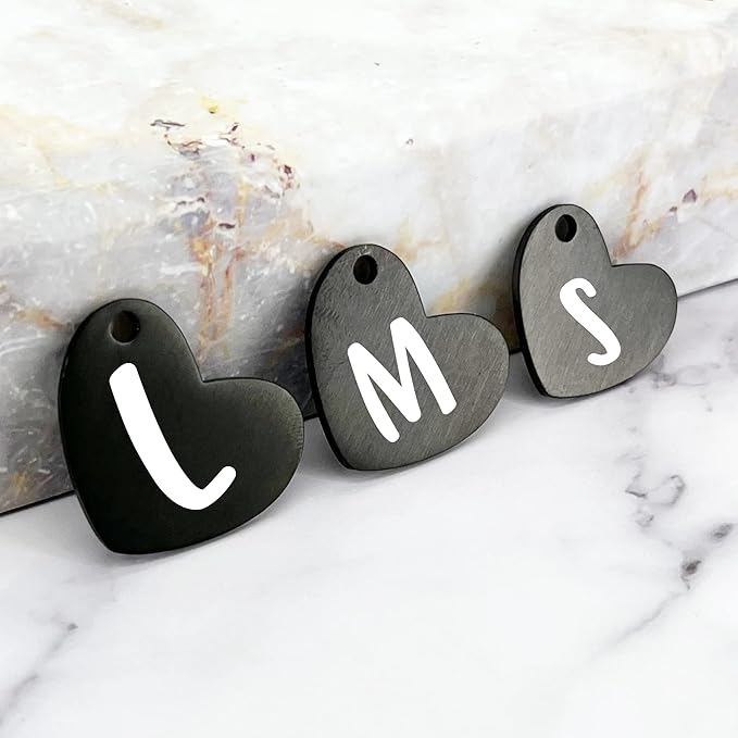 Ultra Joys Dog ID Tag, Custom Dog Tag Personalized Cat Tag, Pet ID Tag, Brushed Stainless Steel Heart Cat Tags Pet Tags Heart Dog Tag Black Medium