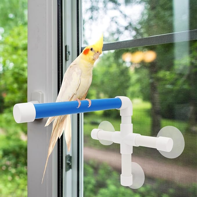 Hypeety Pet Parrot Bath Perches Rack Suction Cup Bird Window and Shower Perch Parakeet Standing Platform for Budgies Parakeet Bath Perch Toy
