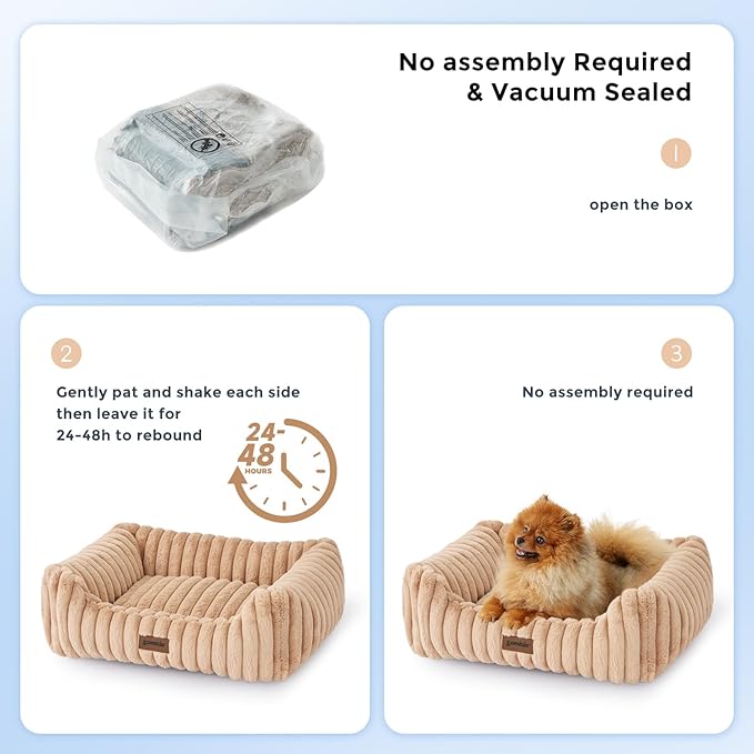 Large Cat Beds - Orthopedic Dog Bed for Medium Dogs, Rectangle Pet Bed with Fluffy Removable Washable Cover, 25x21x9inches, Grey