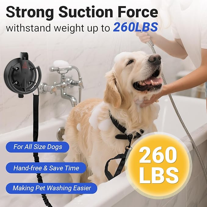 Dog Bathing Suction Cup with Tether, High Elasticity Nylon Dog Bathing Tether Leash with Powerful Suction Cup for Pet Puppy Cat Shower,Trimming, Grooming