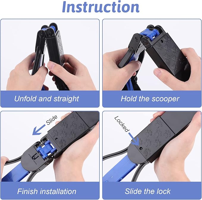 PPOGOO Non-Breakable Pooper Scooper for Dogs and Cats with Long Handle High Strength Material and Durable Spring for Easy Grass and Gravel Pick Up