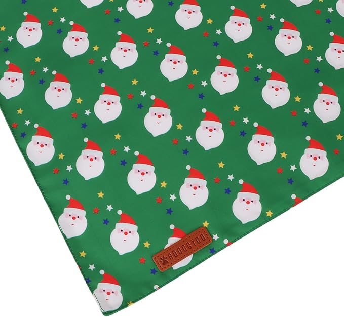 ADOGGYGO Christmas Dog Bandanas 2 Pack, Reversible Santa Snowman Xmas Pet Scarf Bib, Adjustable Fit Red Green Christmas Bandana for Medium Large Dogs (Large)