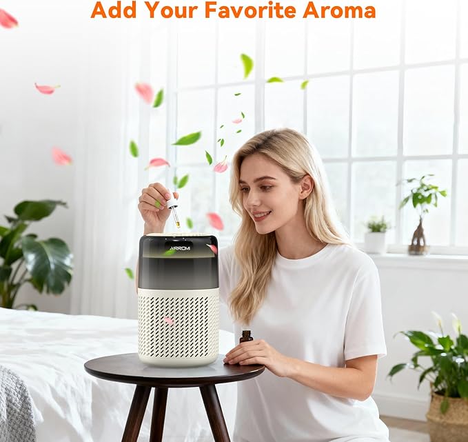 AIRROMI HEPA Air Purifier for Bedroom&Home,Pet Air Purifier for Home Pets,Removes Pet Odor,Cat Litter Smell,Dust,Smoke&Allergies,Quiet Room Air Purifier with Scents,360°Air Cleaner,A2005 Yellow