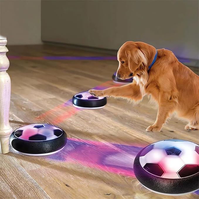 Ivieicip Active Gliding Disc - 2023 New Light up Indoor Soccer Ball Games Rolling for Dogs, Interactive Automatic Self Moving Dog Toys, Flying Saucer Aggressive Chewers (Sound)