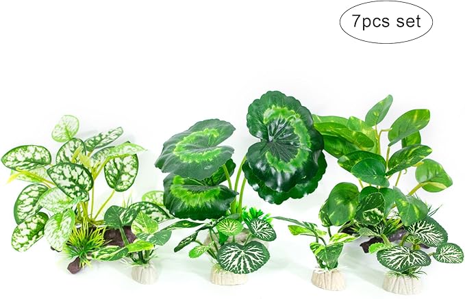 Betta Fish Tank Accessories 7 Pack Silk Aquarium Plants Decoration Artificial Fish Tank Plants Set for Aquariums Decor