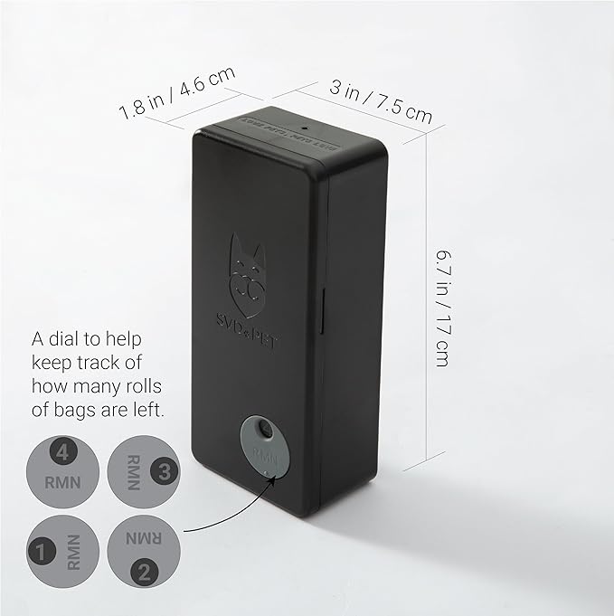 SVD.PET Dog Poop Bag Dispenser with 60 Bags, Wall Mount Waste Bag dispenser, Holds 4 Rolls of Waste Bags, Indoor/Outdoor Wall mount or Place on Table(Black, Dispenser + Bags)