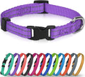 Joytale Small Dog Collar, Reflective and Adjustable Nylon Collar with Quick-Release Buckle, Lightweight No-Choke Design for Puppy and Extra Small Dogs, Purple, XS