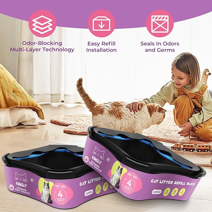 Premium Cat Litter Refill Bags |Jumbo 28FT 2-Pack | Lasts Up to 4 Months | 2 Cartridges for Superior Odor Control