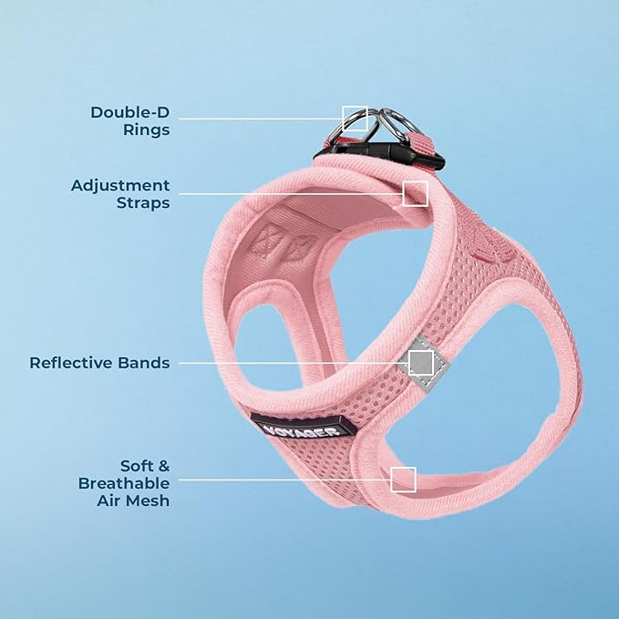 Best Pet Supplies Voyager Step-in Air Harness - All Weather Mesh, Reflective, No Pull Harness for Dogs, Cats - Secure with Hook & Loop Fastener, Buckle, Double D-Rings - Pink, M