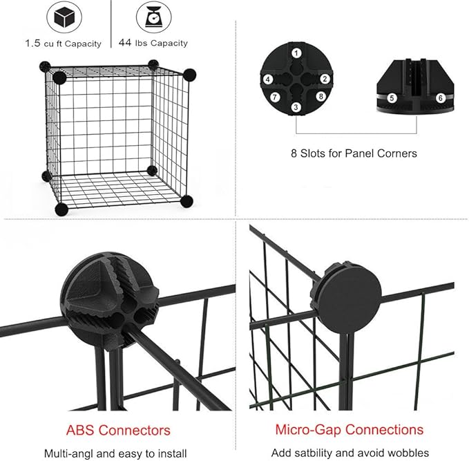 LANGXUN 16pcs Small Animal Playpen with Waterproof Mat, Pet Playpen, Rabbit Guinea Pig Cages, Puppy Kitten Playpen | Indoor & Outdoor Portable Metal Wire Yard Fence 13"x13"