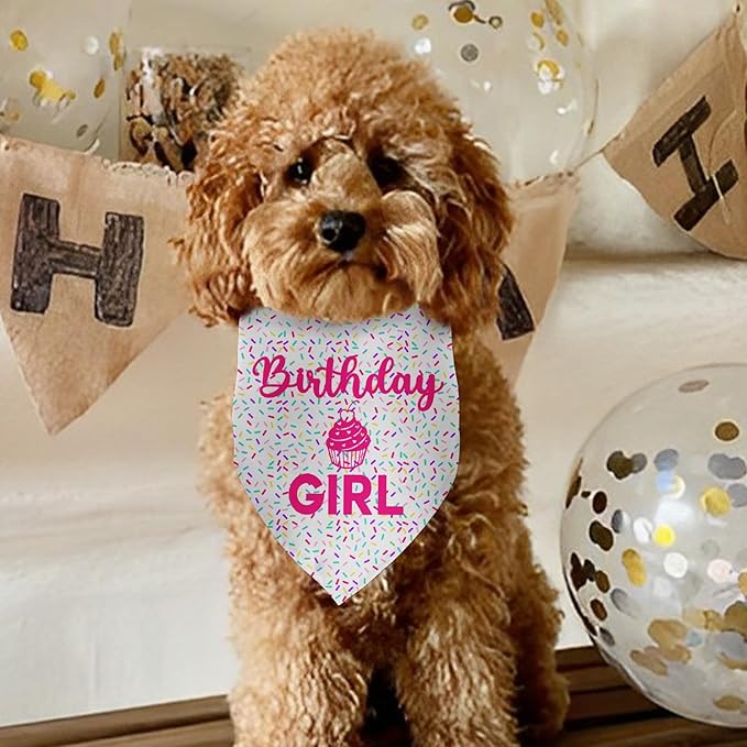 Dog Birthday Bandana Birthday Girl Pet Scarf Bibs Accessories Party Supplies for Dog Lover Small Medium Puppy Bandanas Girl