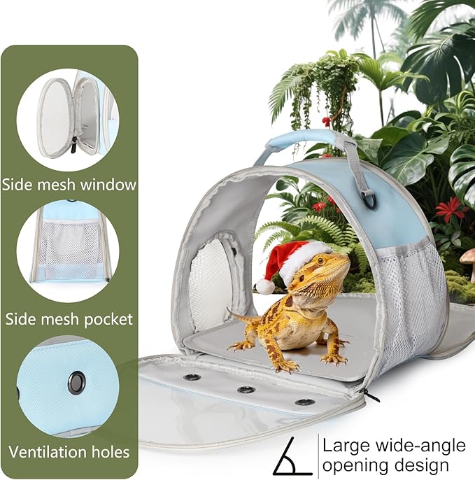 Bearded Dragon Travel Carrier,Lizards Cage, Small Animal Bag for Hedgehog Rat Parrot Bird Guinea Pig, Portable Guinea Pig Travel Carrier for 2