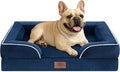 Comfort Expression Orthopedic Dog Bed for Medium Dogs 30x20 Inch, Waterproof Supportive Egg Crate Foam Medium Pet Bed with Removable Bolster, Dog Couch with Washable Cover & Non-Slip Bottom, Navy Blue