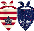 4th of July Dog Bandanas, Patriotic Party Pet Decorations 2 Pack, Adjustable Independence Day Holiday Bandana American Flag Triangle Bibs Cat Scarf Set